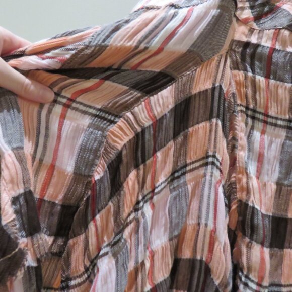 FREE PEOPLE Bordeaux Plaid Maxi Skirt in Pink Peach Grunge Boho Punk Peasant NWT - Picture 6 of 14